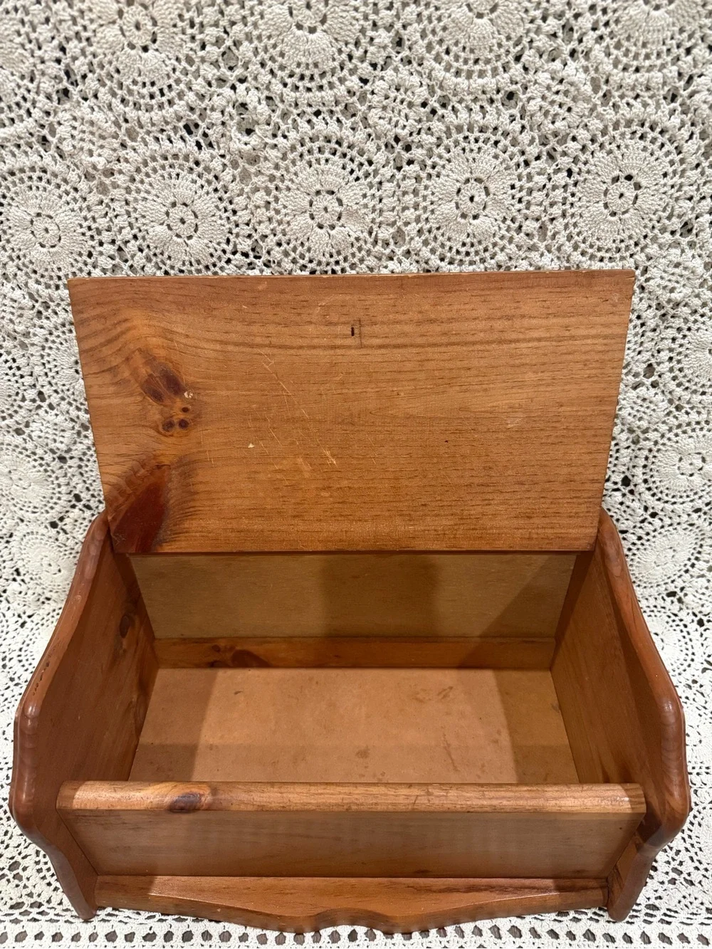 Wooden Bread Box with Knob - Natural Wood Finish